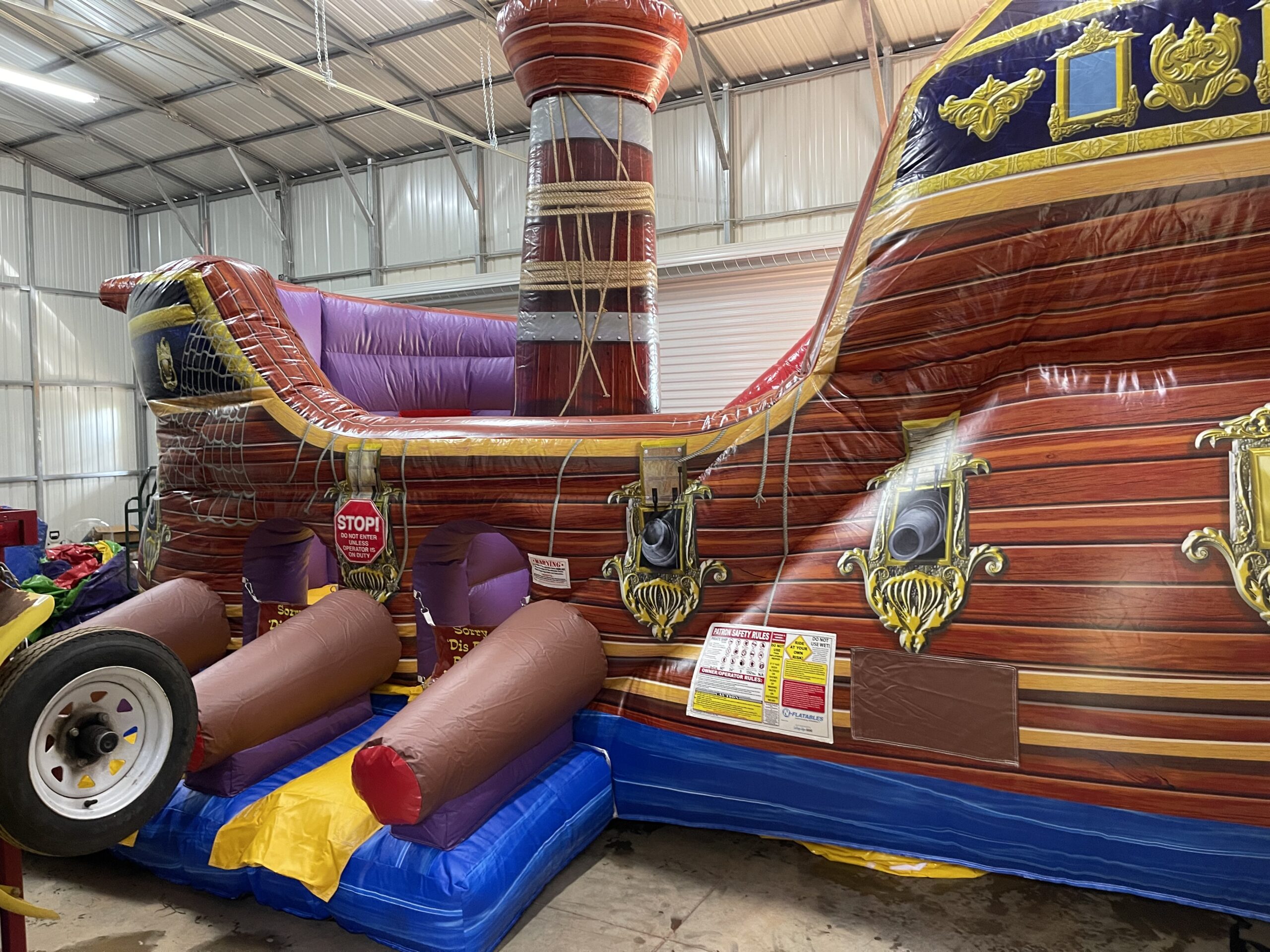Pirate ship inflatable with slide.