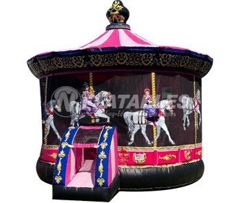 Princess carousel inflatable bounce house rental for children's parties.